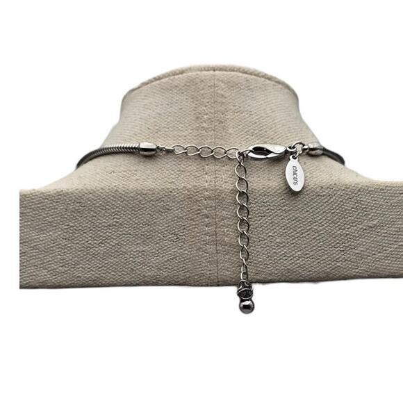 Chico's Teal Green Statement Pendant Necklace Snake Chain - Picture 6 of 6